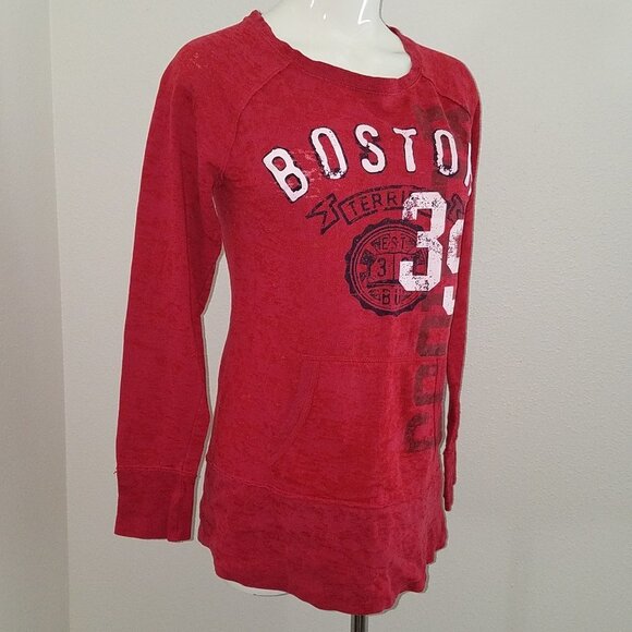 Boston Red Long-Sleeve Burnout Pullover Shirt Top Size Medium Camp David - Picture 5 of 6